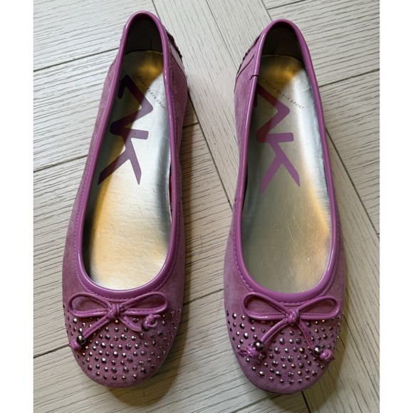 Anne Klein Shoes - Anne Klein Sport Pink Sparkle Suede Ballet Driving‎ Flats Shoes Bow 7 M Coquette